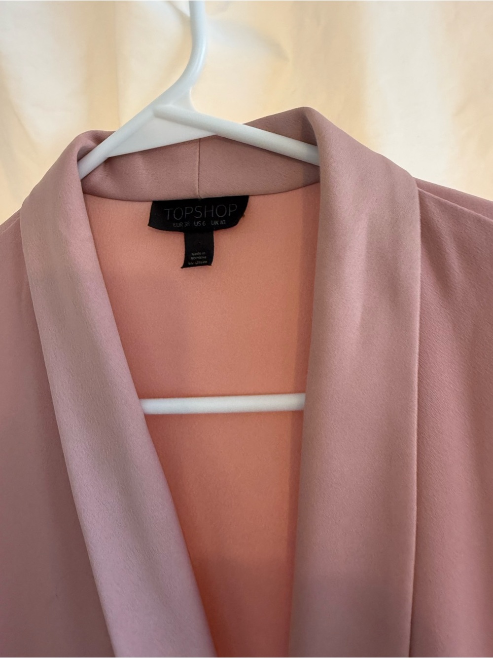 TOPSHOP Dusty Blush Pink Slouchy longline blazer fits like 6